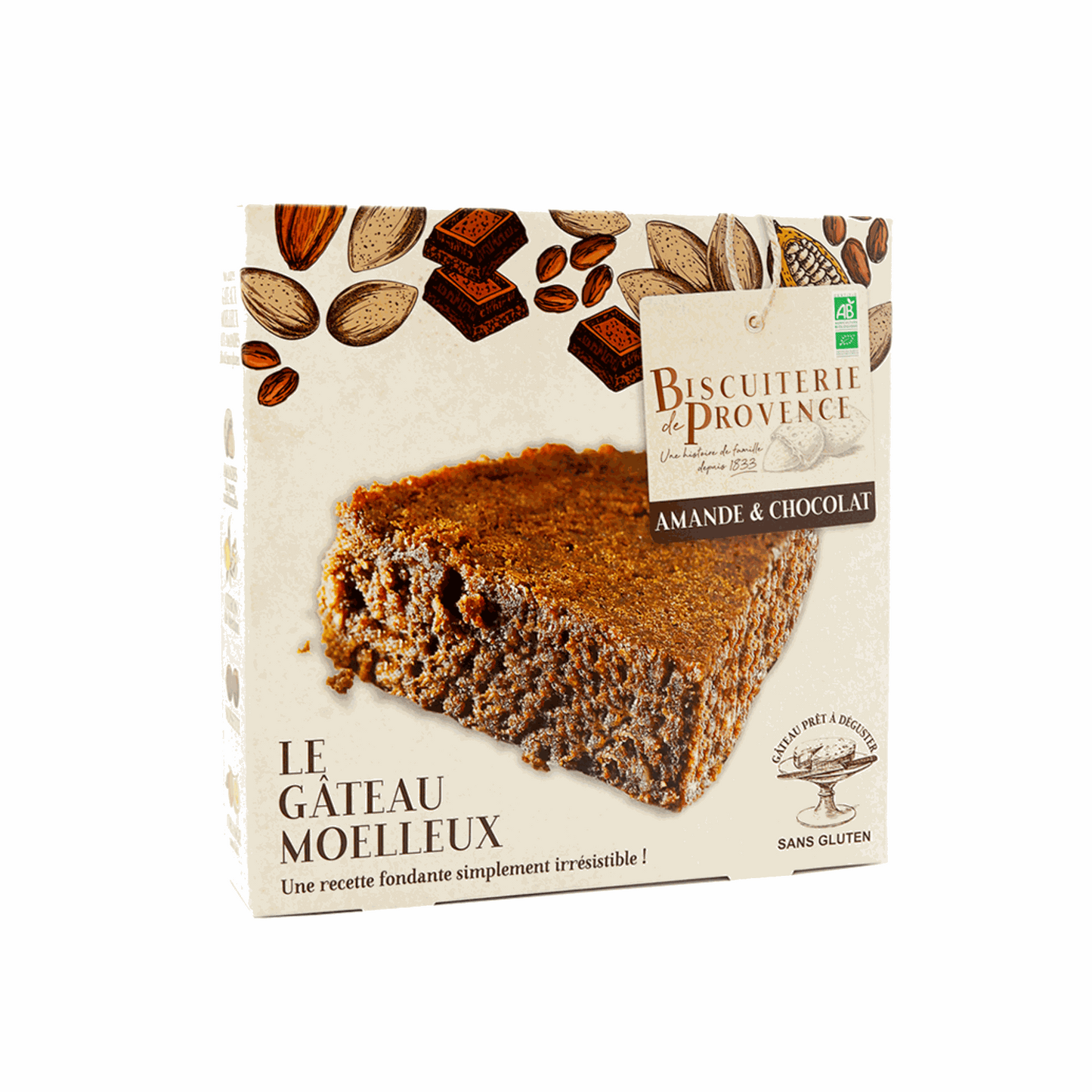 Gateau moelleux amande chocolat bio sans gluten