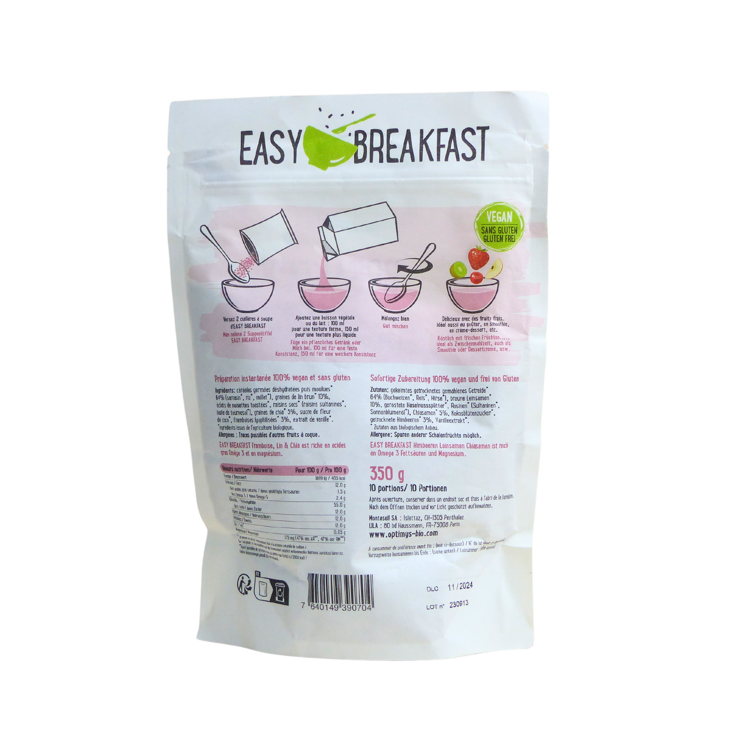 Easy Breakfast framboise, lin, chia Bio