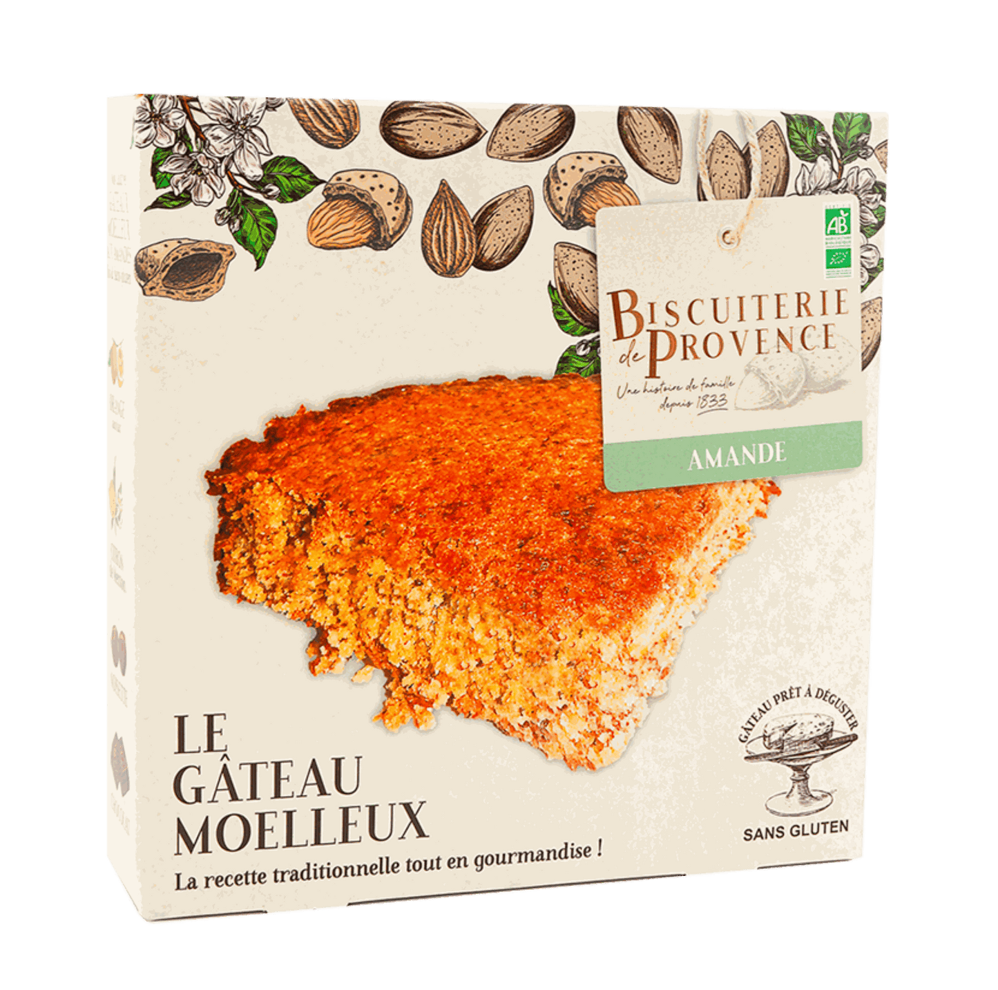 Gateau moelleux amande nature bio sans gluten