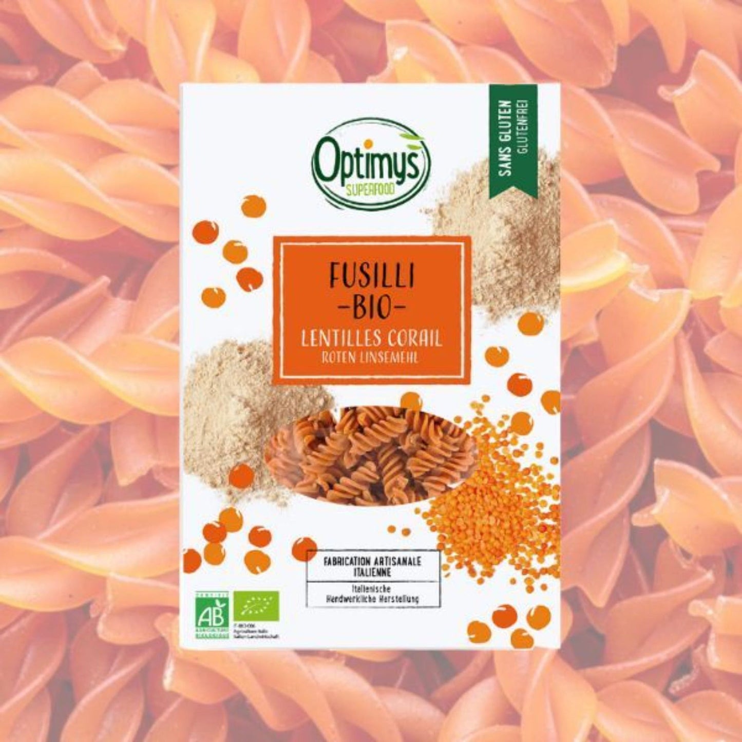 Fusilli de lentilles corail Bio