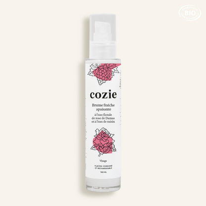 Brume fraîche apaisante à l’eau florale de rose et à l’eau de raisin – 100ml